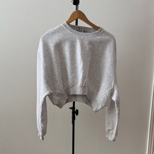 🌻Zara crop long sleeve sweatshirt heather gray-Size L